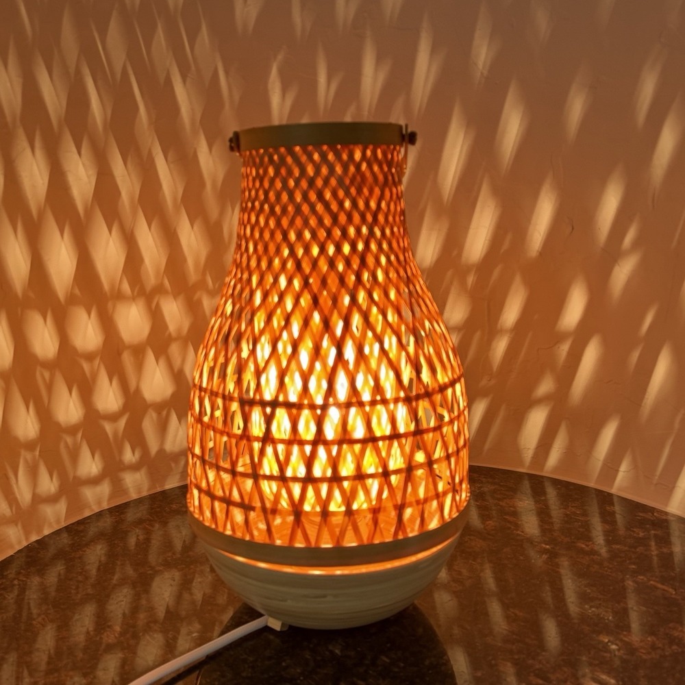 IKEA MISTERHULT 14" Table Lamp Hand-Woven Bamboo